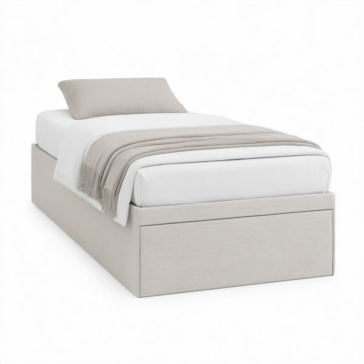 Polstret sengeramme 90 x 200 cm i beige polyester